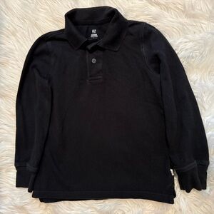 GAP Kids Black Long Sleeve Polo Shirt Size S Organic Cotton Pique Uniform
